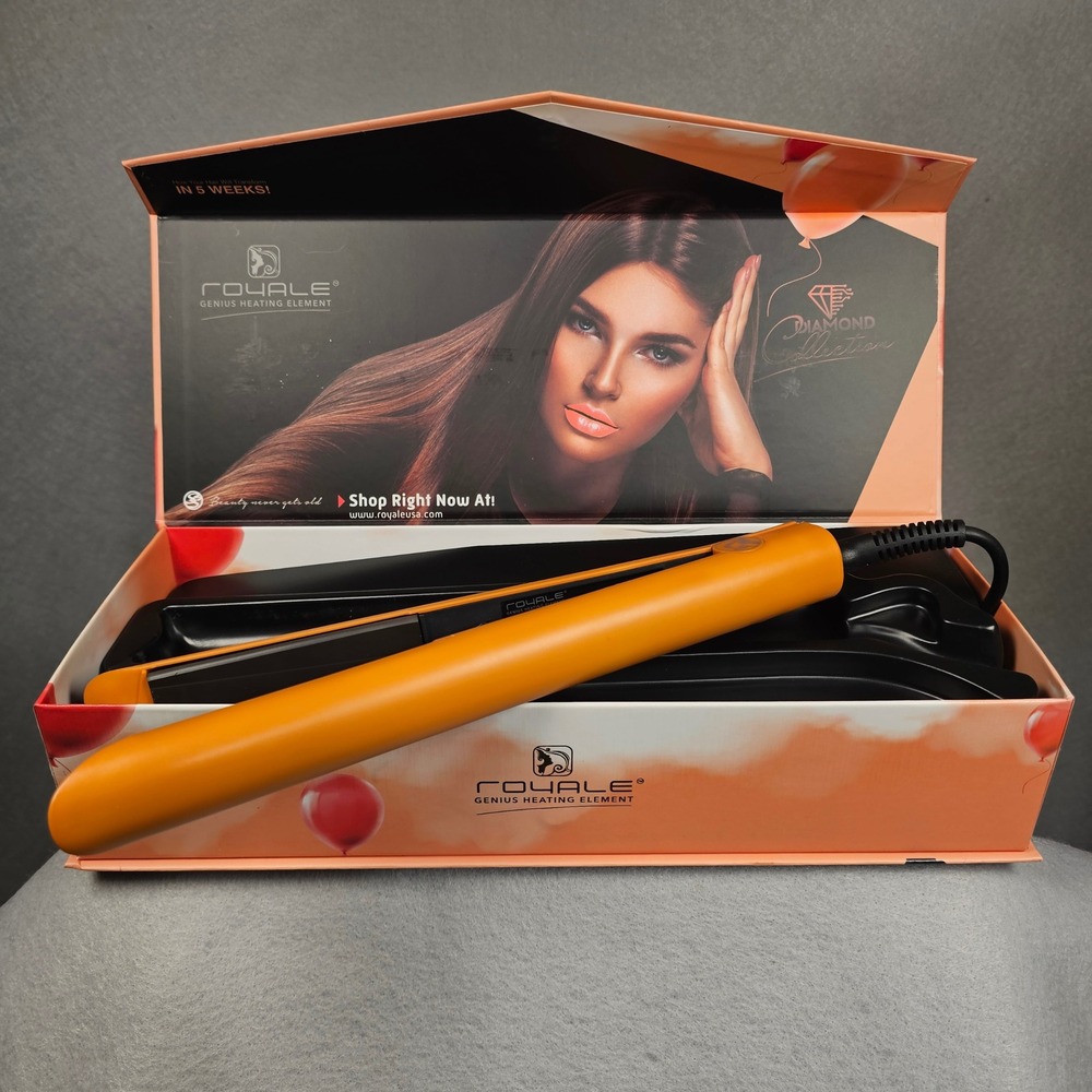 Royale Diamond Collection 1.25" Ceramic Flat Iron Hair Straightener Orange Box